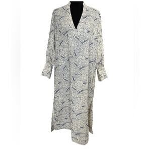 New ~ MILLE RESORT and TRAVEL ~ White Blue Floral Esther Dress 100% Cotton